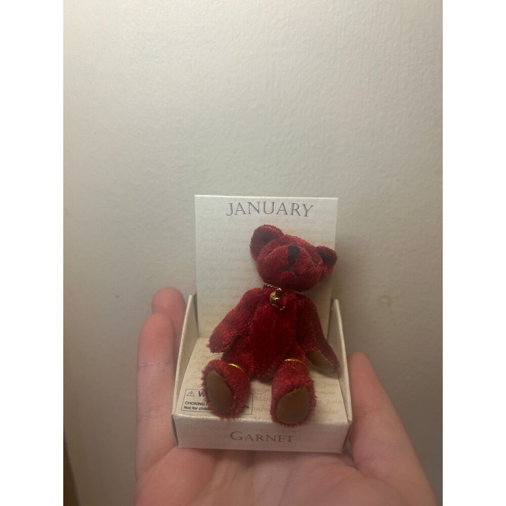 Vintage Russ Berrie January Birthstone Bear #1851 Garnet Miniature 3" NIB